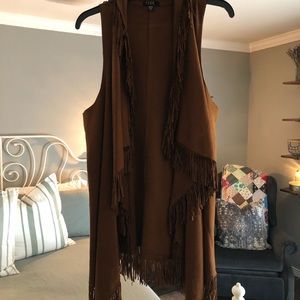 Brown soft fringe vest